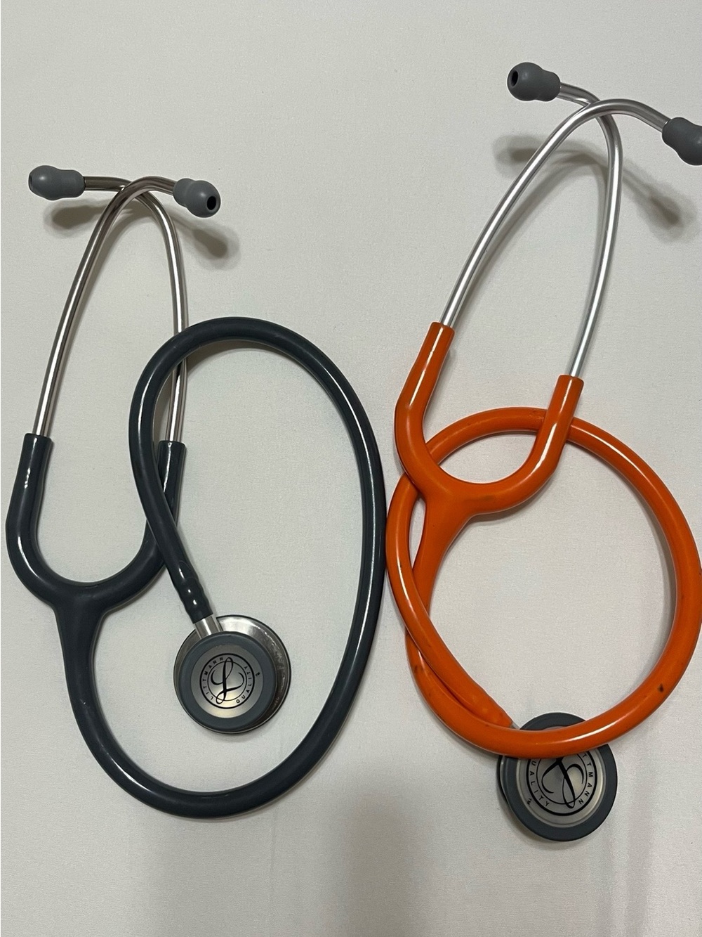 Dual Stethoscope Set - Charcoal Gray & Bright Orange